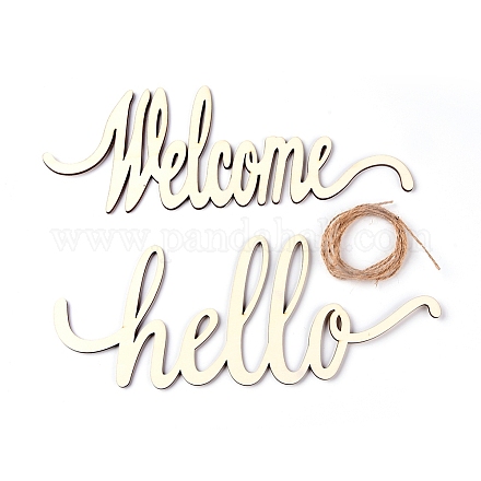 Bonjour bienvenue décorations pendentif DIY-WH0157-36-1