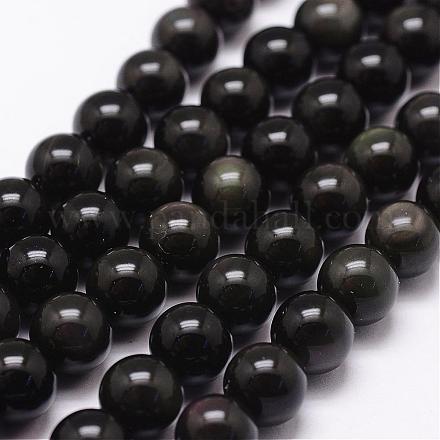 Natürlichen Obsidian Perlen Stränge G-D838-14mm-04-1