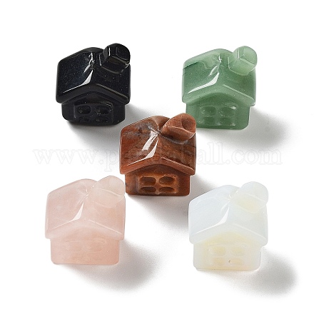 Резные фигурки домиков из натуральных и синтетических драгоценных камней DJEW-P015-01-1