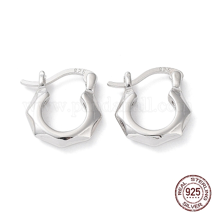 Boucles d'oreilles créoles 925 en argent sterling rhodié EJEW-K258-07P-1
