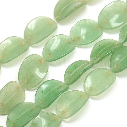 Wave Oval Natural Green Aventurine Beads Strands G-P063-29-1