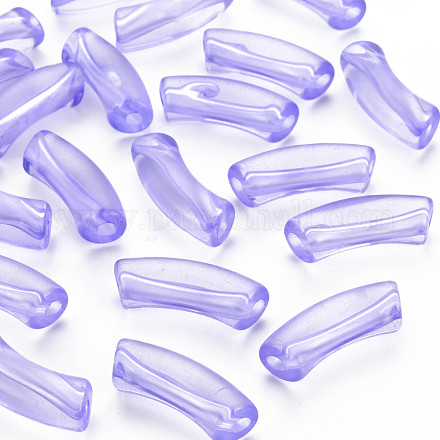 透明なアクリルビーズ  カーブチューブ  紫色のメディア  36x13.5x11.5mm  穴：4mm  約148個/500g MACR-S372-001C-003-1