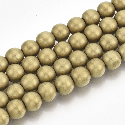 Electroplate Non-magnetic Synthetic Hematite Beads Strands G-R363-8mm-01-1