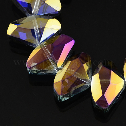 Electroplate Transparent Glass Bead Strands EGLA-R072-04-1