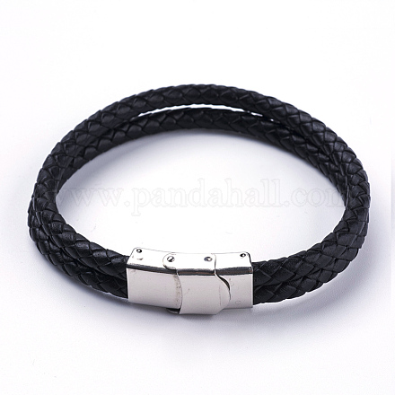 Braided Leather Cord Multi-Strand Bracelets BJEW-F291-10C-1