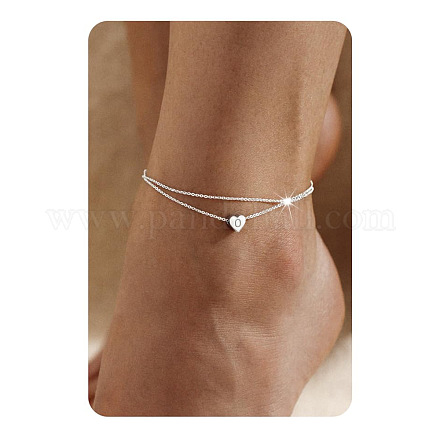 201 нержавеющая сталь сердце с инициалами двухслойные женские браслеты на ногу FS-WG0EC0A-11-1