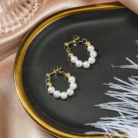 Серьги-гвоздики из искусственного жемчуга EJEW-JE06293-1