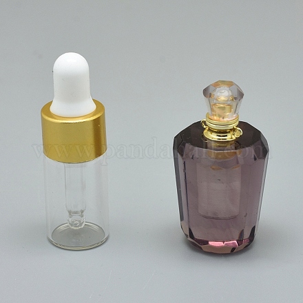 Pendentifs de bouteille de parfum améthyste synthétique à facettes G-E556-05A-1