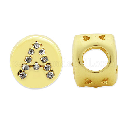 Brass Micro Pave Clear Cubic Zirconia Beads KK-T030-LA843-AX3-1