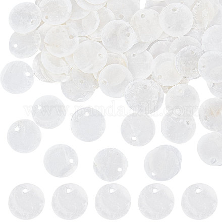 SUNNYCLUE 1 Box 100Pcs Shell Charms Seashell Charm Capiz Shells 15mm Flat Round Natural Seashell Slices Beads Coin Sea Ocean Summer Disc Charms for Jewelry Making Charm Wind Chime Earring Supplies SHEL-SC0001-25B-1