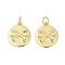 Brass Pendants, Round, with Jump Ring, Cadmium Free & Lead Free, Rack Plating, Long-Lasting Plated, Real 18K Gold Plated, 16x14x2.7mm, Hole: 3.4mm