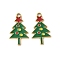 304 Stainless Steel Enamel Pendants, Christmas Theme Charms, Ion Plating(IP), Real 18K Gold Plated, Christmas Tree, 25x15x1.5mm, Hole: 1.8mm