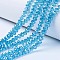 Electroplate Glass Beads Strands, Pearl Luster Plated, Faceted, Rondelle, Deep Sky Blue, 8x6mm, Hole: 1mm, about 60~62pcs/strand, 39~40cm