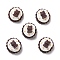 Opaque Resin Cabochons, Oval Cookie with Bear, Coconut Brown, 16.5x15.5x10mm
