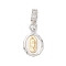 Brass Micro Pave Cubic Zirconia Pendants, Cadmium Free & Lead Free, Oval with Religion Human, Platinum & Golden, 41x16x3mm, Hole: 8mm