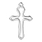 304 Stainless Steel Pendants, Cross Charm, Stainless Steel Color, 17x11mm