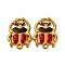 304 Stainless Steel Enamel Connector Charms, Beetle Link, Golden, Red, 18.5x13.5x2.5mm, Hole: 1.5mm