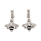 Rack Plating Alloy Crystal Rhinestone European Dangle Charms, Bee Large Hole Pendants with Black Enamel, Platinum, 24.5mm, Bee: 15.5x15x2.5mm, Hole: 4.5mm