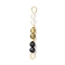 Faceted Round Natural Quartz Crystal & Labradorite & Black Spinel Beaded Connector Charms, with Brass and 304 Stainless Steel Findings, Golden, 26.5x3.5mm, Hole: 1.8mm