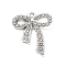 Alloy Rhinestone Pendants, UV Plated, Bowknot, Platinum, 22.5x19.5x3.5mm, Hole: 1.8mm