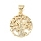 Rack Plating Brass Micro Pave Cubic Zirconia Pendants, Lead Free & Cadmium Free, Long-Lasting Plated, Tree of Life Charms, Real 18K Gold Plated, 19x16.5x2mm, Hole: 5x3.5mm