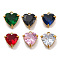 304 Stainless Steel Rhinestone Pendants, PVD Vacuum Plating, Heart, Real 18K Gold Plated, Mixed Color, 11x9.5x5mm, Hole: 1.6mm