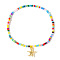 Sexy Fashion Starfish Charm Mixed Color Seed Beads Bead Anklets for Women, Golden, 9-1/2 inch(24cm)