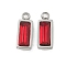 304 Stainless Steel Charm, with Glass, Rectangle, Red, 11x4.5x3.5mm, Hole: 1.4mm