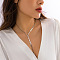 Brass Y Tassel Necklaces, Long Jewelry for Women, Platinum, 13.78 inch(35cm)