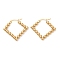 304 Stainless Steel Hoop Earrings, Rhombus, Real 18K Gold Plated, 28x31x4mm