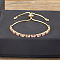 Brass Micro Pave Cubic Zirconia Slider Bracelets, Rectangle Link Chain Bracelets for Women, Real 18K Gold Plated, Pink, 7-7/8 inch(20cm)