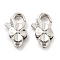 Brass Lobster Claw Clasps, Clover, Platinum, 25x15x5.5mm, Hole: 2mm
