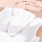 304 Stainless Steel & Glass Link Chain Necklaces, Ion Plating(IP), Pink, Real 14K Gold Plated, 16.06 inch(40.8cm)