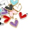 12Pcs 12 Colors Rack Plating Alloy Enamel Charms, Heart Charm, Mixed Color, 14.5x13x2mm, Hole: 1.6mm, 1pc/color