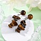 Natural Tiger Eye Dangle Stud Earrings, with 304 Stainless Steel Stud Earring Findings for Women, Flat Round with Chip, 36~37x8~10mm