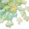 Gradient Color Transparent Acrylic Beads, with Gold Foil, Cross, Aquamarine, 16x12.5x4.5mm, Hole: 2.5mm, about: 1429pcs/500g