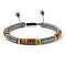 Natural Tiger Eye Beads Braided Beads for Men, Flat Round, with Non-magnetic Hematite