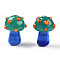 Handmade Lampwork Beads, Mushroom, Sea Green, 15~16.5x11.5~13mm, Hole: 2mm