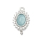 Brass Micro Pave Cubic Zirconia Box Clasps, with Glass, Oval, Platinum, Light Blue, 16.5x10x8mm, Hole: 1.4mm and 1.2mm