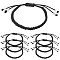 12Pcs Braided Nylon Cord Bracelets, with Beads, Black, Inner Diameter: 1-3/4~3-1/4 inch(4.6~8.3cm)