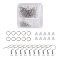 DIY Earring Making Kit, Including 60Pcs 304 Stainless Steel Earring Hooks, 60Pcs 304 Stainless Steel Open Jump Rings, 60Pcs Plastic Ear Nuts, Stainless Steel Color, Earring Hooks: 21x22mm, Hole: 2mm, Pin: 0.7mm
