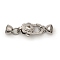 Flower Brass Micro Pave Clear Cubic Zirconia Lobster Claw Clasps, Platinum, 34mm, Hole: 3.5x3mm and 1.8mm