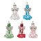 Handmade Glass Seed Beaded Angel Pendants, with Antique Silver Alloy Wings & Electroplate Glass Beads, Mixed Color, 30x19mm, Hole: 1.8mm