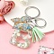 Resin & Acrylic & Faux Suede Tassel Keychain, with Alloy Clasp and Iron Rings, Letter B, 0.9cm