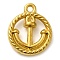Ion Plating(IP) 304 Stainless Steel Pendants, Flat Round with Anchor Charm, Real 18K Gold Plated, 19x15.5x4.5mm, Hole: 2mm