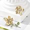 304 Stainless Steel Stud Earrings, Ion Plating(IP), Flower, Real 14K Gold Plated, 23x24mm