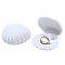 1Pc Shell Shaped Velvet Jewelry Storage Boxes, Jewelry Gift Case for Earrings Pendants Rings, White, 6x5.5x3cm
