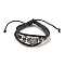 PU Imitation Leather Cord Triple Layer Multi-strand Bracelets, Alloy Links Bracelets, Lion, Inner Diameter: 2-1/4~3-3/4 inch(5.7~9.5cm)