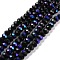 Electroplate Opaque Solid Color Glass Beads Strands, Half Rainbow Plated, Faceted, Rondelle, Black, 10x8mm, Hole: 1mm, about 63~65pcs/strand, 19.2~20 inch(48~50cm)