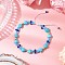 Rhombus Cylinder Seed Bead Beaded Bracelets, with Heart Synthetic Turquoise Dyed Beads & Glass Beads Strands, Deep Sky Blue, Inner Diameter: 3-1/8~4-3/4 inch(8~12cm)